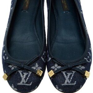 Rare Louis Vuitton LV monogram blue denim ballerina flats 37 1/2